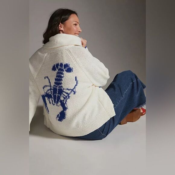 Anthropologie Maeve Lobster Cardigan Sweater - Picture 4 of 11